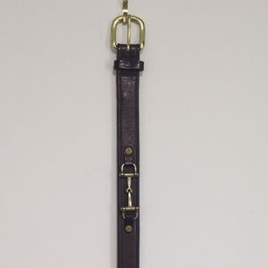 Tory Chocolate Leather Belt with Gold Accents